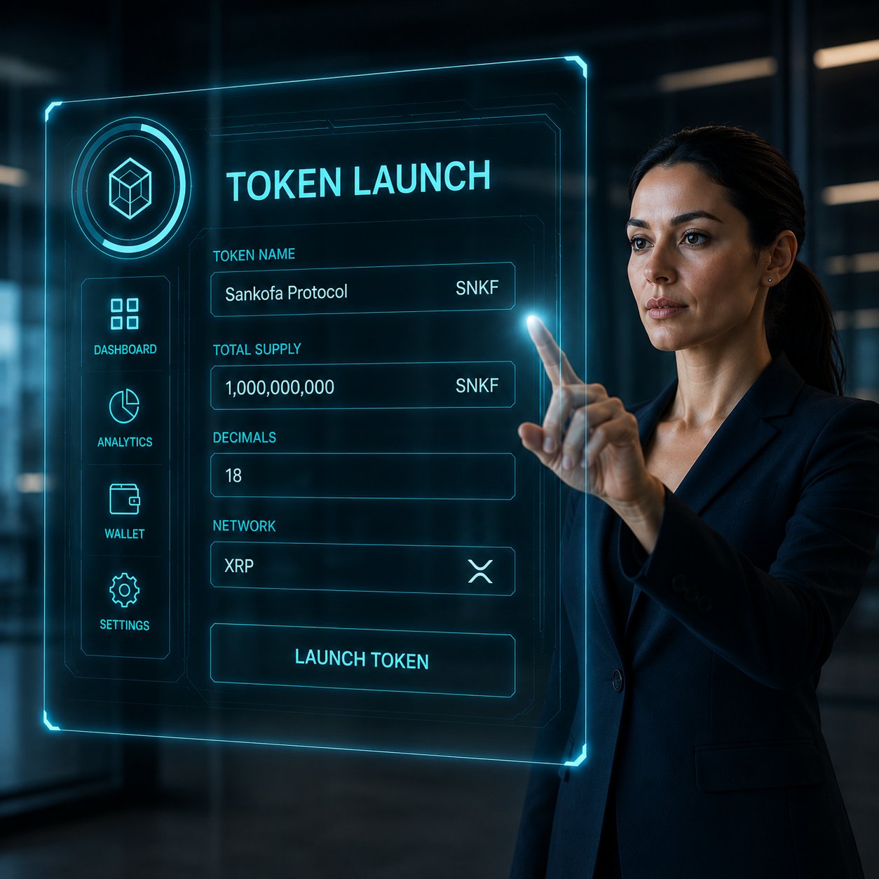 Token launch interface